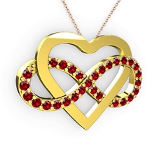Kalpli Sonsuzluk Kolye - Garnet 18 ayar altın kolye (40 cm rose altın rolo zincir) #1dlsd13
