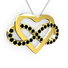Kalpli Sonsuzluk Kolye - Siyah zirkon 18 ayar altın kolye (40 cm beyaz altın rolo zincir) #1f39cx9