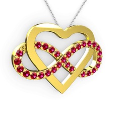 Kalpli Sonsuzluk Kolye - Rodolit garnet 18 ayar altın kolye (40 cm beyaz altın rolo zincir) #1hje6wn