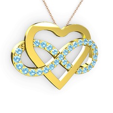 Kalpli Sonsuzluk Kolye - Akuamarin 8 ayar altın kolye (40 cm gümüş rolo zincir) #1ixtcbi