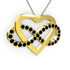 Siyah zirkon 8 ayar altın kolye (40 cm gümüş rolo zincir)