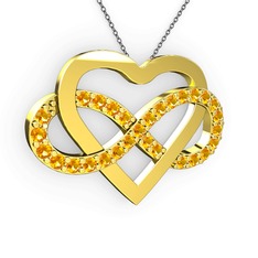 Kalpli Sonsuzluk Kolye - Sitrin 18 ayar altın kolye (40 cm gümüş rolo zincir) #1u5n076