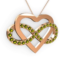 Peridot 14 ayar rose altın kolye (40 cm rose altın rolo zincir)