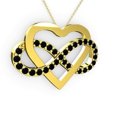 Kalpli Sonsuzluk Kolye - Siyah zirkon 18 ayar altın kolye (40 cm altın rolo zincir) #3smc5q