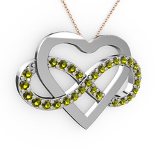 Peridot 925 ayar gümüş kolye (40 cm gümüş rolo zincir)