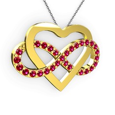 Rodolit garnet 14 ayar altın kolye (40 cm gümüş rolo zincir)