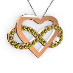 Peridot 14 ayar rose altın kolye (40 cm gümüş rolo zincir)