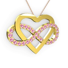 Kalpli Sonsuzluk Kolye - Pembe kuvars 925 ayar altın kaplama gümüş kolye (40 cm gümüş rolo zincir) #aroqzc