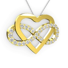Kalpli Sonsuzluk Kolye - Pırlanta 8 ayar altın kolye (0.319 karat, 40 cm gümüş rolo zincir) #eqq82p