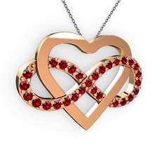 Kalpli Sonsuzluk Kolye - Garnet 14 ayar rose altın kolye (40 cm gümüş rolo zincir) #fvsvjb