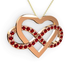 Garnet 925 ayar rose altın kaplama gümüş kolye (40 cm altın rolo zincir)