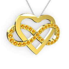 Kalpli Sonsuzluk Kolye - Sitrin 14 ayar altın kolye (40 cm beyaz altın rolo zincir) #gzphwk