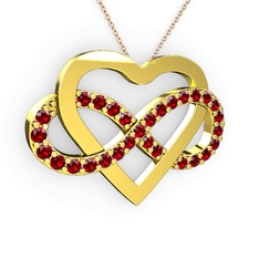 Garnet 14 ayar altın kolye (40 cm gümüş rolo zincir)