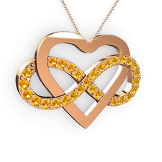 Kalpli Sonsuzluk Kolye - Sitrin 8 ayar rose altın kolye (40 cm rose altın rolo zincir) #i2yzzz