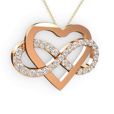 Kalpli Sonsuzluk Kolye - Swarovski 18 ayar rose altın kolye (40 cm altın rolo zincir) #j5ngh4