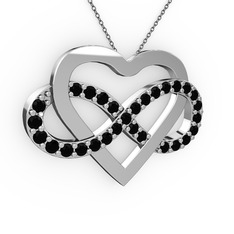 Kalpli Sonsuzluk Kolye - Siyah zirkon 925 ayar gümüş kolye (40 cm gümüş rolo zincir) #jtoo0