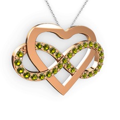 Peridot 8 ayar rose altın kolye (40 cm gümüş rolo zincir)