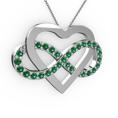 Kalpli Sonsuzluk Kolye - Yeşil kuvars 14 ayar beyaz altın kolye (40 cm gümüş rolo zincir) #ovzizo