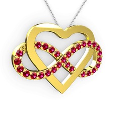 Kalpli Sonsuzluk Kolye - Rodolit garnet 925 ayar altın kaplama gümüş kolye (40 cm beyaz altın rolo zincir) #qwy288