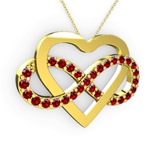 Garnet 925 ayar altın kaplama gümüş kolye (40 cm gümüş rolo zincir)