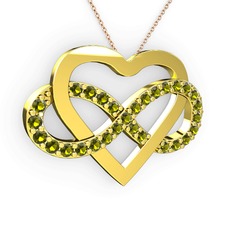 Peridot 14 ayar altın kolye (40 cm rose altın rolo zincir)