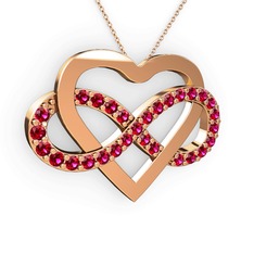Rodolit garnet 14 ayar rose altın kolye (40 cm gümüş rolo zincir)