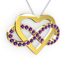 Kalpli Sonsuzluk Kolye - Ametist 14 ayar altın kolye (40 cm gümüş rolo zincir) #vahuet