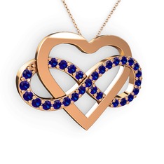 Kalpli Sonsuzluk Kolye - Lab safir 14 ayar rose altın kolye (40 cm rose altın rolo zincir) #vozxoa