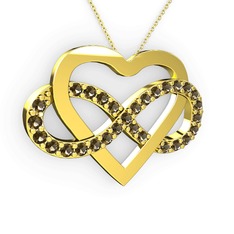 Kalpli Sonsuzluk Kolye - Dumanlı kuvars 8 ayar altın kolye (40 cm altın rolo zincir) #x37uar