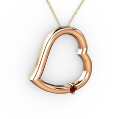 Kalpli Tektaş Kolye - Garnet 925 ayar rose altın kaplama gümüş kolye (40 cm altın rolo zincir) #1cq710v