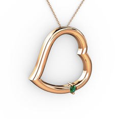 Kalpli Tektaş Kolye - Yeşil kuvars 14 ayar rose altın kolye (40 cm gümüş rolo zincir) #1j1lxog
