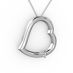 Kalpli Tektaş Kolye - Swarovski 925 ayar gümüş kolye (40 cm beyaz altın rolo zincir) #1kp8eqk