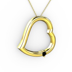 Kalpli Tektaş Kolye - Siyah zirkon 8 ayar altın kolye (40 cm altın rolo zincir) #1o2qxpw