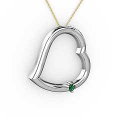 Kalpli Tektaş Kolye - Yeşil kuvars 8 ayar beyaz altın kolye (40 cm altın rolo zincir) #1rfl0p6