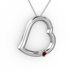 Garnet 925 ayar gümüş kolye (40 cm beyaz altın rolo zincir)