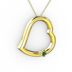 Kalpli Tektaş Kolye - Yeşil kuvars 925 ayar altın kaplama gümüş kolye (40 cm altın rolo zincir) #1tt0y5d