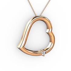 Kalpli Tektaş Kolye - Swarovski 925 ayar rose altın kaplama gümüş kolye (40 cm rose altın rolo zincir) #1ucdc1q