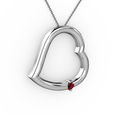 Kalpli Tektaş Kolye - Rodolit garnet 925 ayar gümüş kolye (40 cm gümüş rolo zincir) #2ouymq