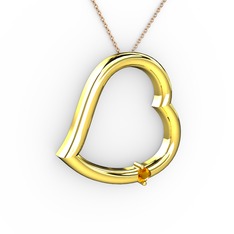 Kalpli Tektaş Kolye - Sitrin 14 ayar altın kolye (40 cm gümüş rolo zincir) #bckzun