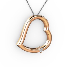 Kalpli Tektaş Kolye - Swarovski 14 ayar rose altın kolye (40 cm gümüş rolo zincir) #caidpo