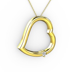 Kalpli Tektaş Kolye - Swarovski 925 ayar altın kaplama gümüş kolye (40 cm altın rolo zincir) #e6icuw