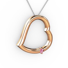 Pembe kuvars 18 ayar rose altın kolye (40 cm beyaz altın rolo zincir)