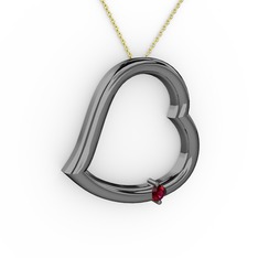 Rodolit garnet 925 ayar siyah rodyum kaplama gümüş kolye (40 cm altın rolo zincir)