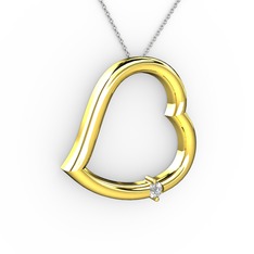 Kalpli Tektaş Kolye - Beyaz zirkon 8 ayar altın kolye (40 cm beyaz altın rolo zincir) #g8qidb