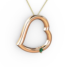 Kalpli Tektaş Kolye - Yeşil kuvars 18 ayar rose altın kolye (40 cm altın rolo zincir) #hadn8d