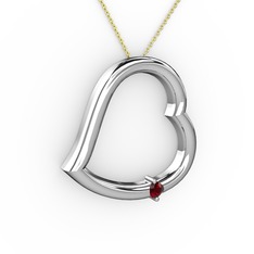 Kalpli Tektaş Kolye - Garnet 925 ayar gümüş kolye (40 cm altın rolo zincir) #i6wk3n