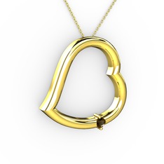 Kalpli Tektaş Kolye - Dumanlı kuvars 8 ayar altın kolye (40 cm altın rolo zincir) #jankn6