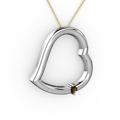 Kalpli Tektaş Kolye - Dumanlı kuvars 925 ayar gümüş kolye (40 cm altın rolo zincir) #lenx08
