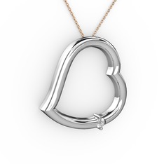 Kalpli Tektaş Kolye - Pırlanta 925 ayar gümüş kolye (0.036 karat, 40 cm gümüş rolo zincir) #qmn53s