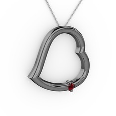 Garnet 925 ayar siyah rodyum kaplama gümüş kolye (40 cm gümüş rolo zincir)